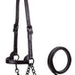 Derby Originals Midnight All Black Flat Fancy Stitch Leather Cattle Show Halter, Small/Medium/Large, Adjustable Fit with 48" Lead and 14" Chain, Durable Hardware, Ideal for Shows, 1-Year Warranty