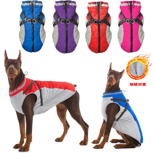 Dog AutumnWinter Fleece-Lined, Warm, And Waterproof Zip-Up Jacket
