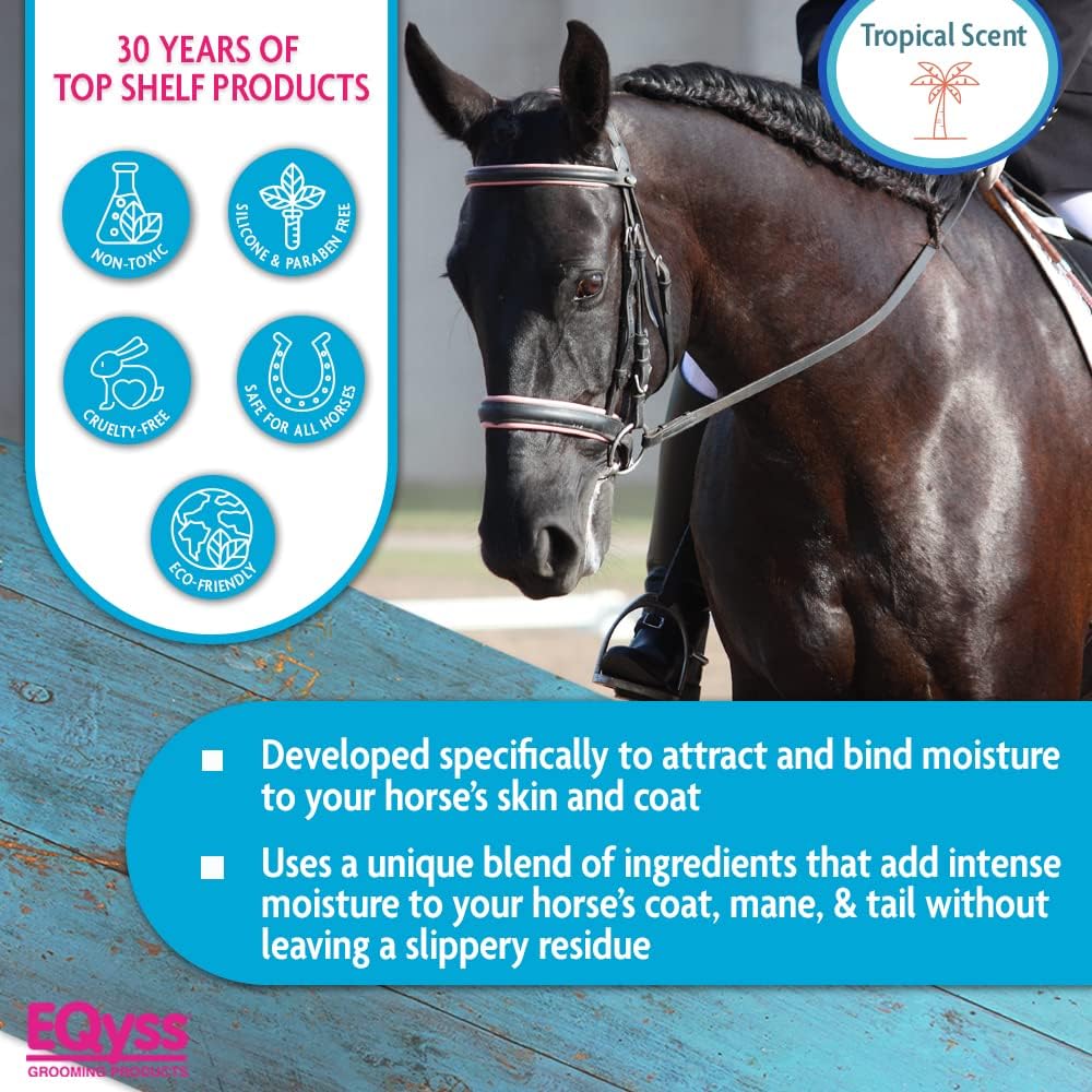 EQyss Premier Equine Horse Spray Moisturizes Skin and Coat 32 oz. Repel Dust Non-Slip