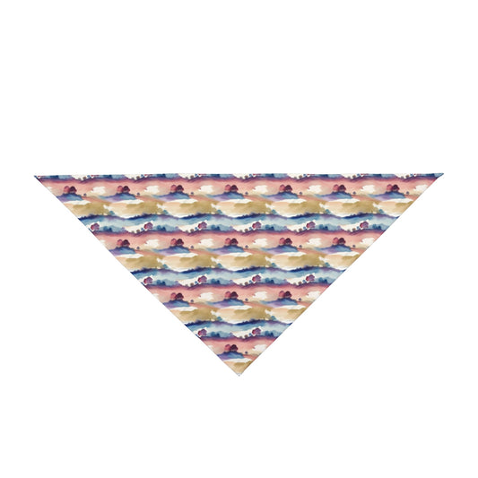 Watercolor Horizon Stripes in Dusk and Seafoam - Pet Bandana Pet Zen