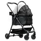 Pet Stroller 4 Wheel Dog Cat Foldable Removable Carrier 33lb Black