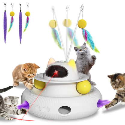 Juguete interactivo 4 en 1 para gatos con láser y pelotas de rastreo