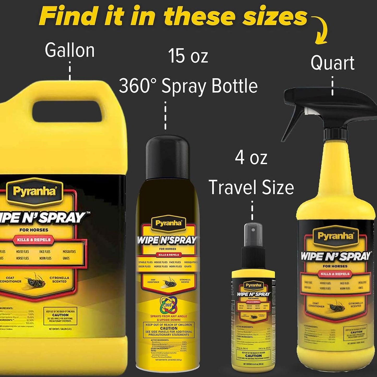 Pyranha Horse Wipe N' Spray RTU Citronella Equine Fly Protection 1 Gallon