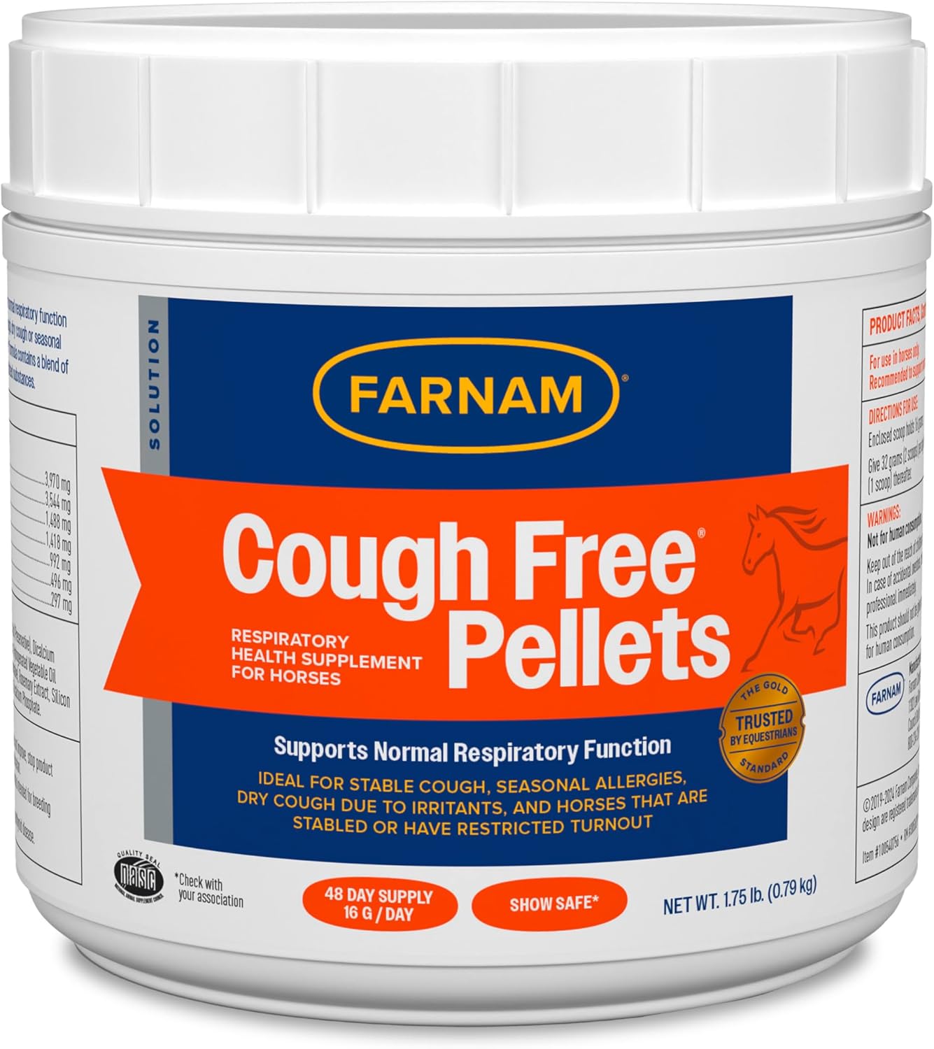 Farnam Cough Free Pellets for Horses Respiratory Support 1.75 lb.