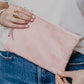 Pink Fleur Vegan Suede Clutch Purse