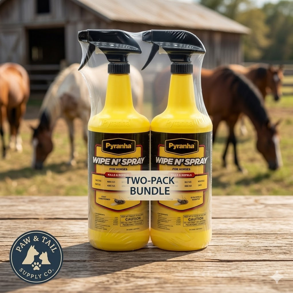 Pyranha Wipe N Spray Fly Repellent for Horses 32 oz. Long-Lasting Insect Control