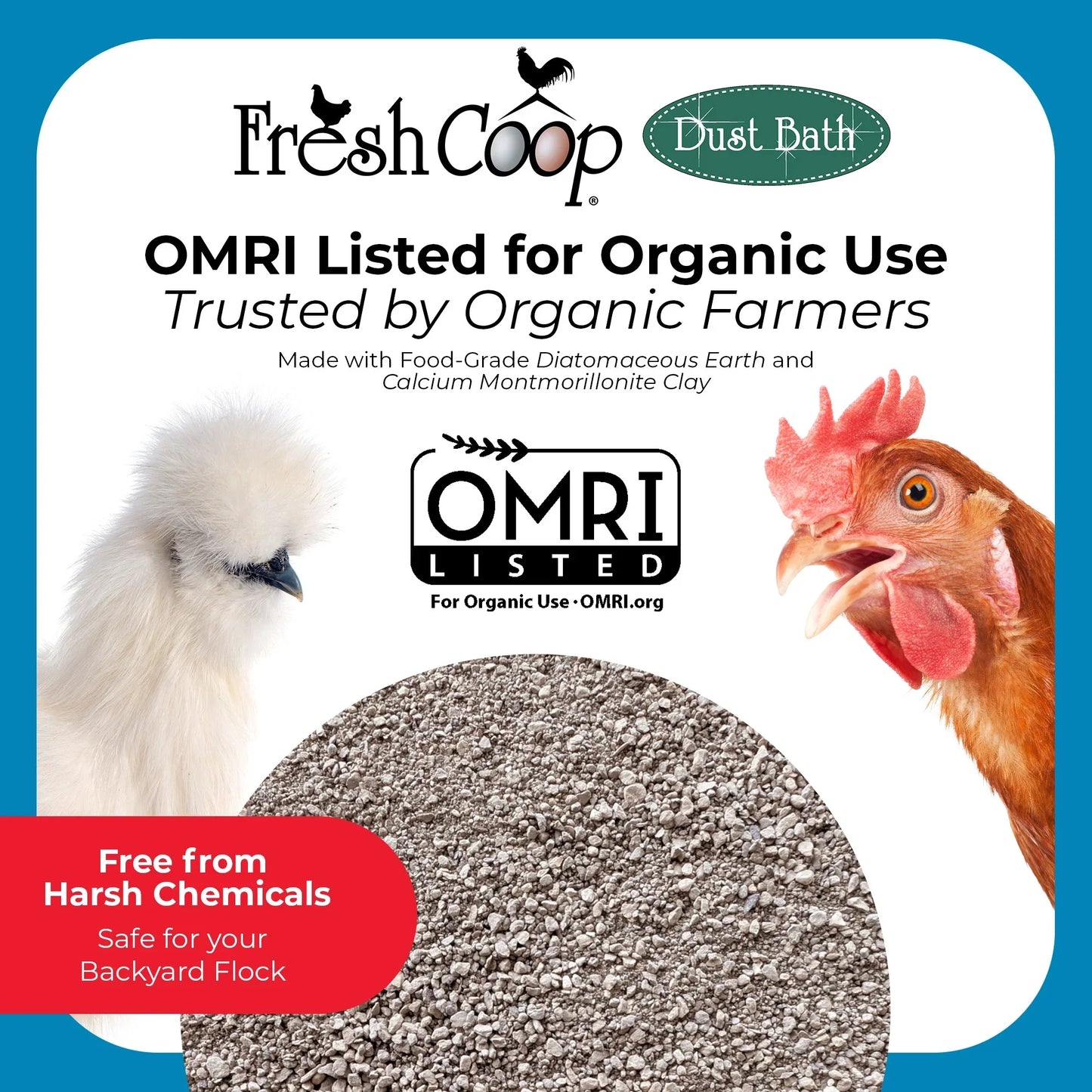 Fresh Coop Dust Bath 6 lb Shaker Absorbent Chicken Bird Bath Backyard Poultry