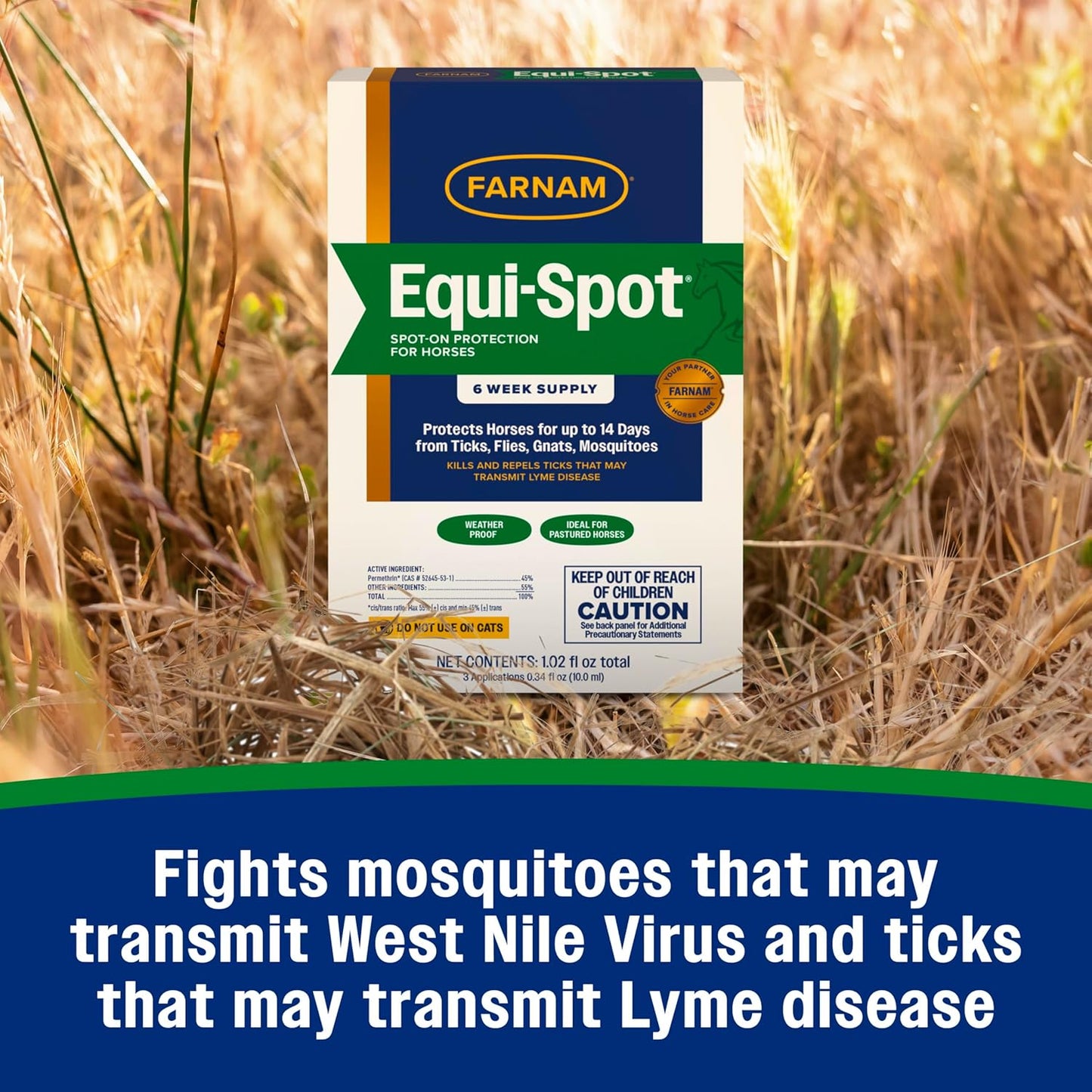 Farnam Equi-Spot Fly Control Horses 3-Pack Waterproof Kills Flies Ticks 6 Weeks
