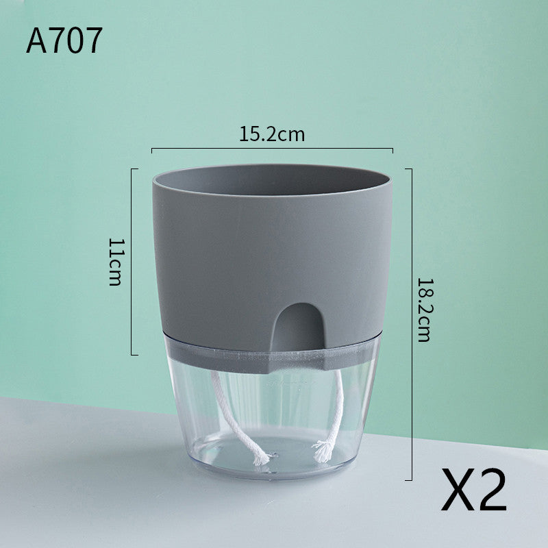 Automatic Water-Absorbing Flower Pot Plastic Resin Transparent Flower Pot