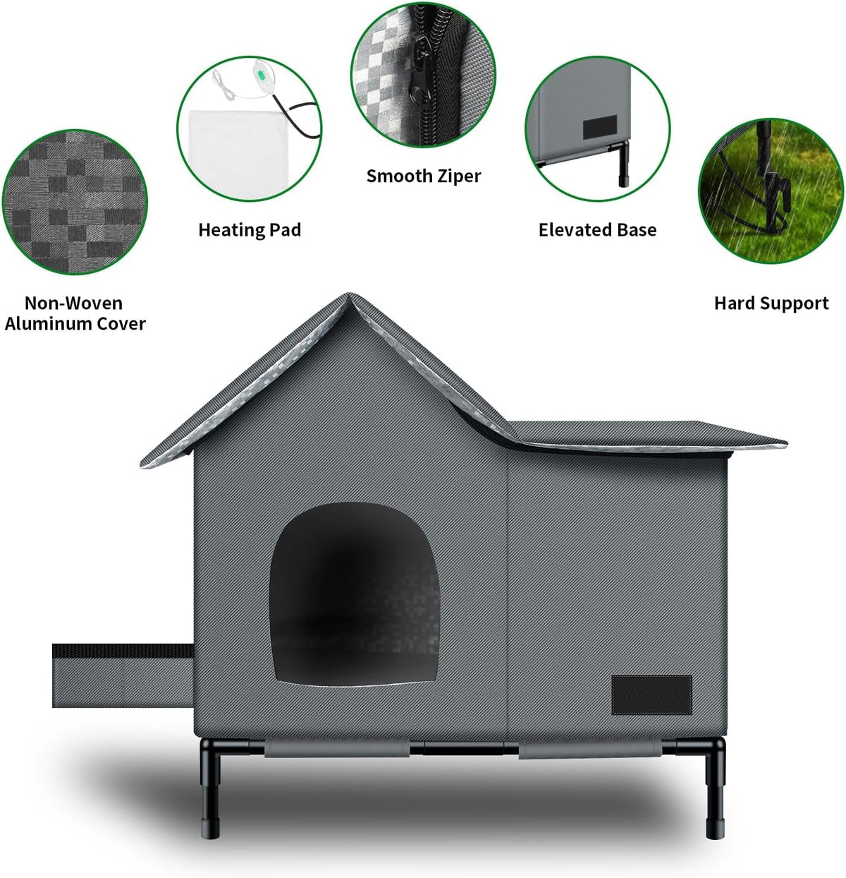 Insulated Weather-Resistant Heated Cat Shelter with Thermostatic Pad – Medium