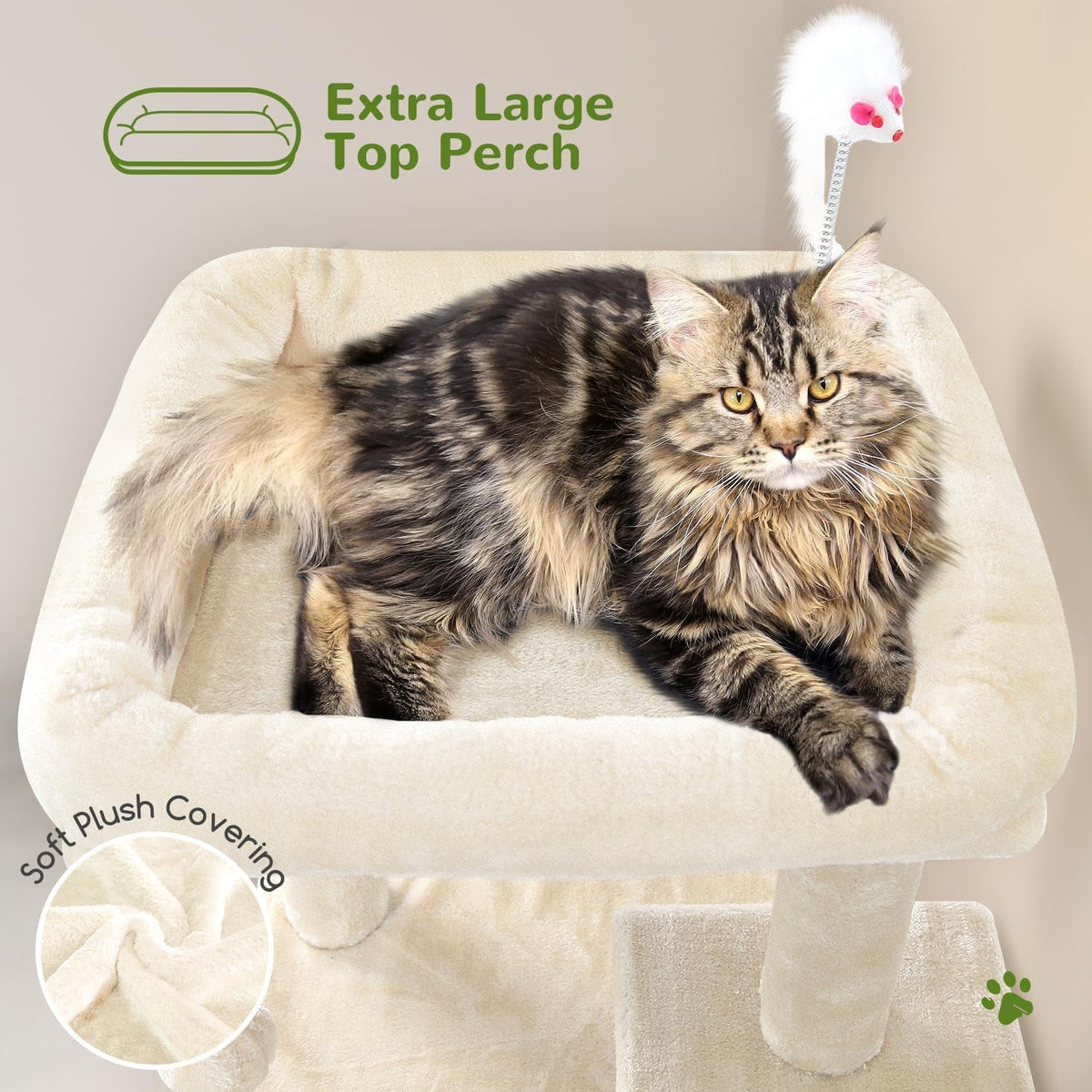50-Inch Cat Tree for Large Cats with Scratching Post & Condos