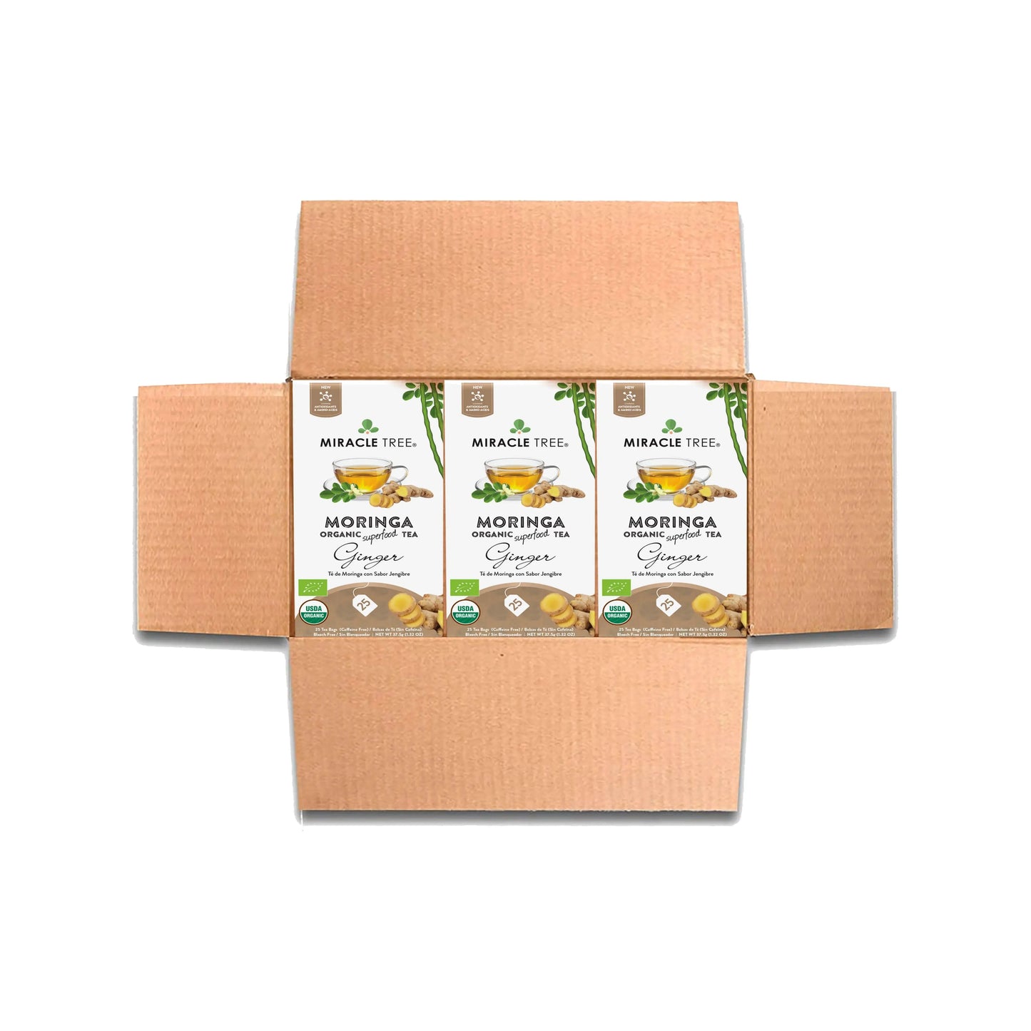 Organic Moringa Tea - Ginger - Caffeine-Free Herbal Tea