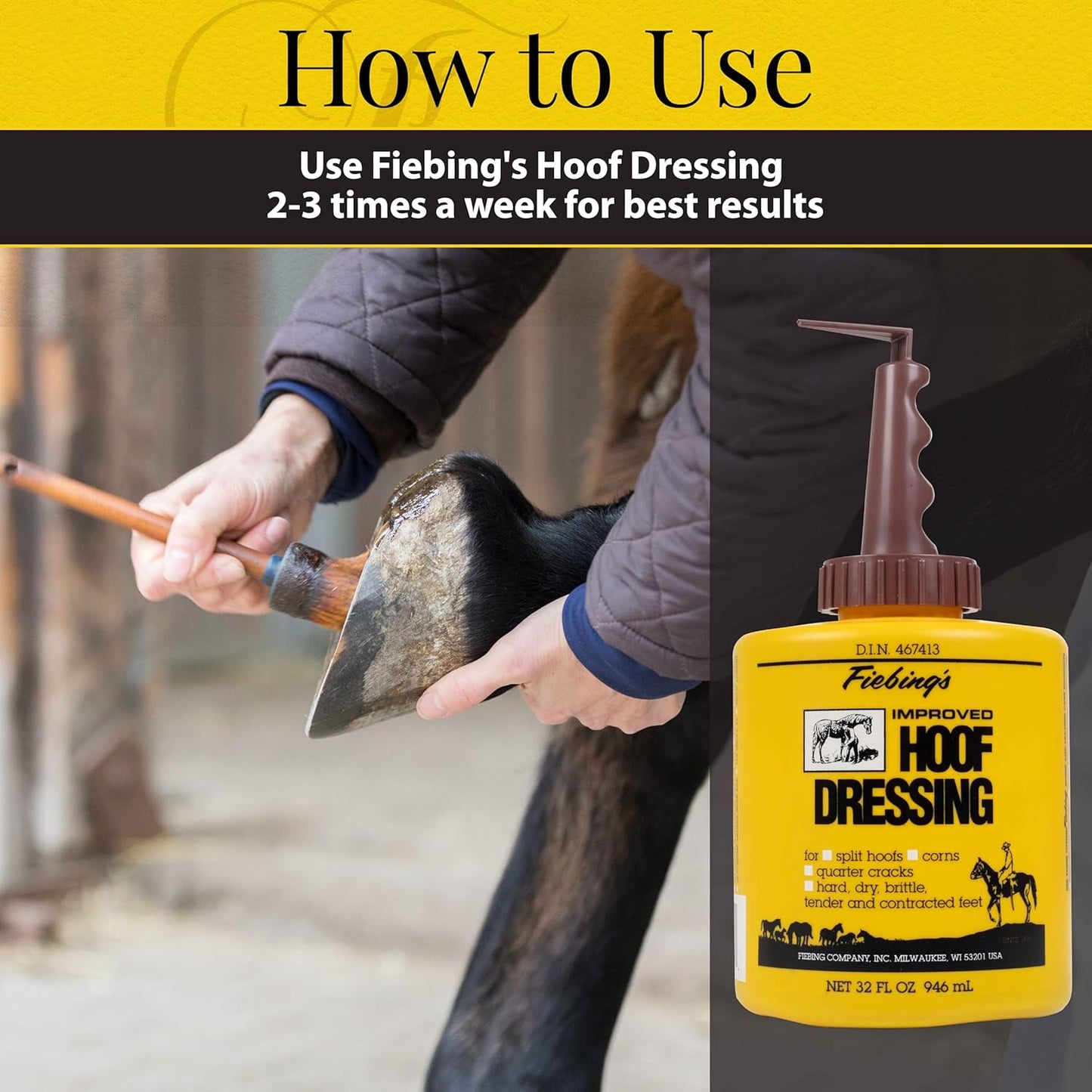 Fiebing's Hoof Dressing Treat Horse Hooves and Brittle Feet 32 oz.
