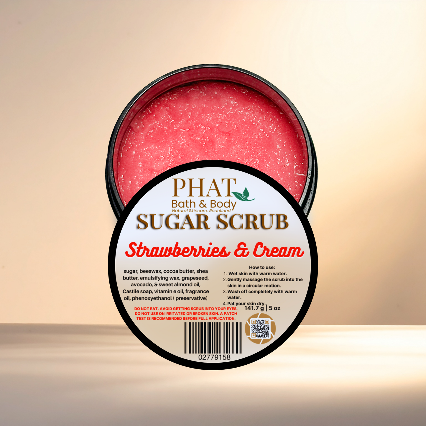 Strawberries & Cream Whipped Sugar Scrub with Shea & Cocoa Butter Vitamin E | 5 oz