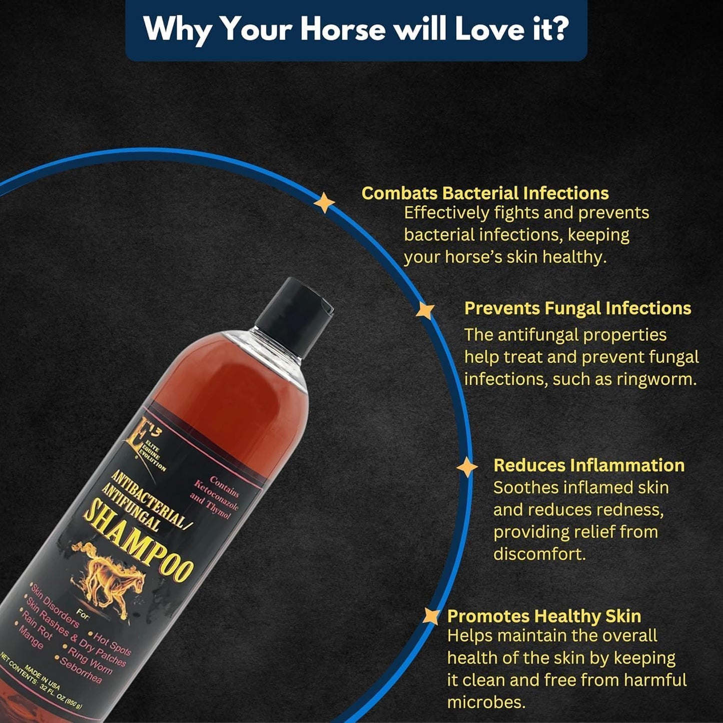 Elite Equine Evolution Horse Shampoo 32 oz. Deep Cleaning Coat & Skin Care