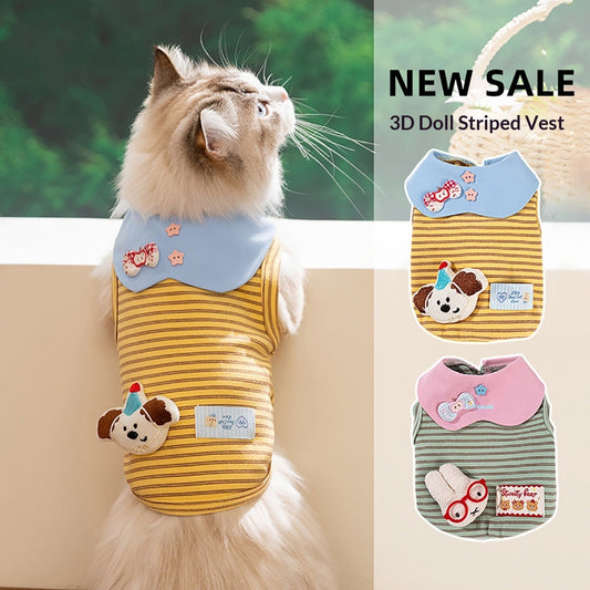 Breathable Thin-Style Striped Tank Top For Cats