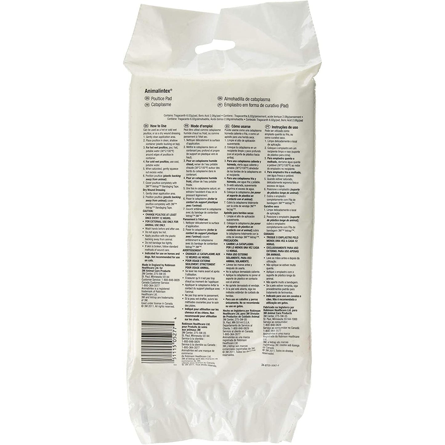 3M Animalintex Hoof & Leg Poultice Pad Horse Wound Care Abscess Treatment 8 x 16 Inch