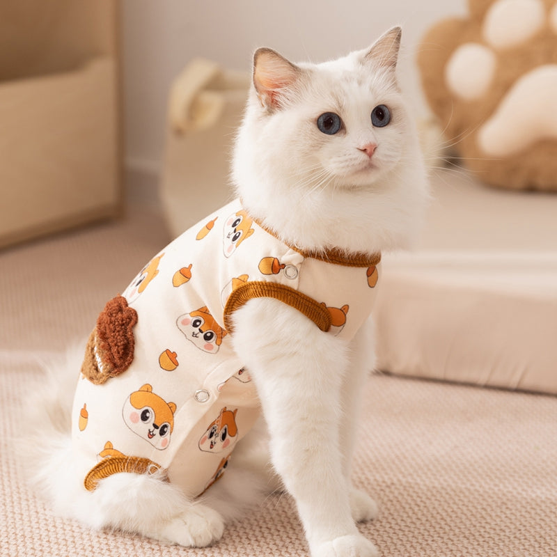 Cute All-Indian Squirrel Dog Sleeveless Clothes, Warm Winter Dog Jumpsuit, Teddy Soft-soled Shirt