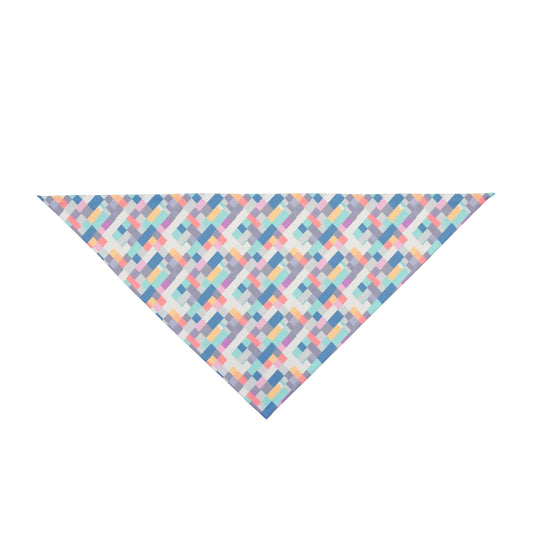 Pastel Pixel Weave in Diagonal Harmony - Pet Bandana Pet Zen