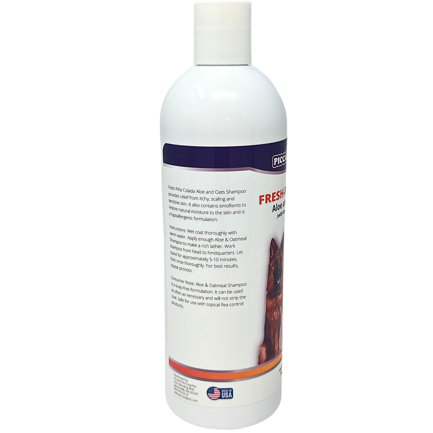 Piccardmeds4pets Fresh Piña Colada Aloe and Oatmeal Shampoo for Pets 16 oz.