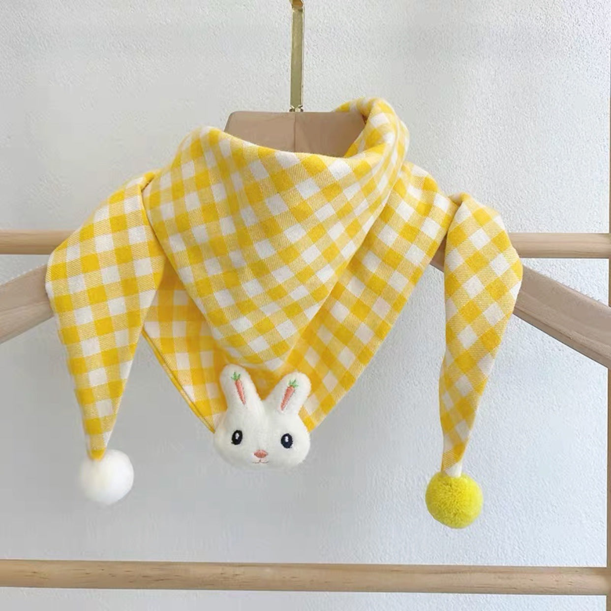 Korean-style Cotton-linen Plaid Childrens Scarf Versatile And Easy To Match