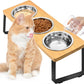 Log Pet Feeding Rack Iron Wood Combined With Cat Bowl Rack