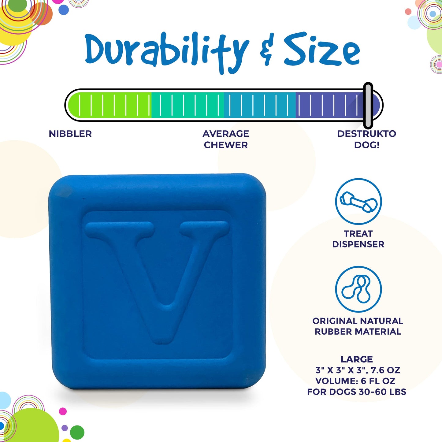 Love Cube eDispenser - Durable Rubber Chew Toy & Treat Dispenser | USA Made