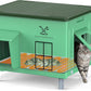 Heavy-Duty Heated Outdoor Cat House with Escape Door – Green or Grey, 2 Sizes