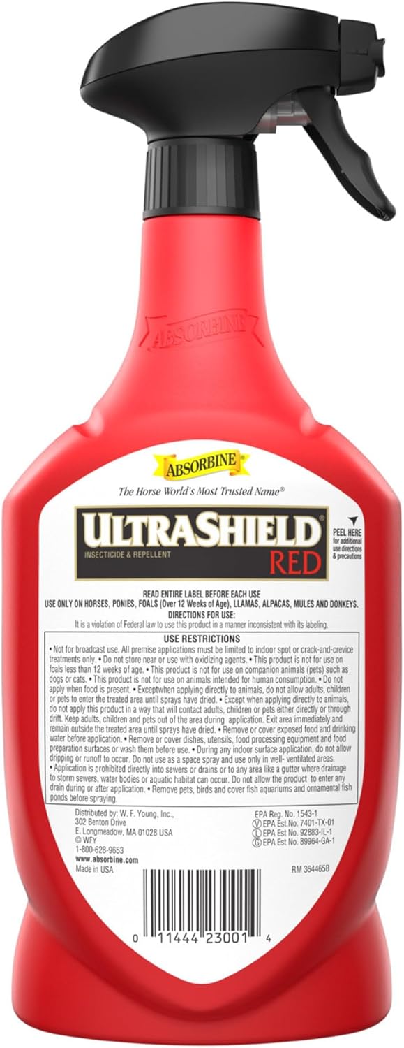 Absorbine UltraShield Red Insect Repellent Horse Livestock Spray 32 oz.