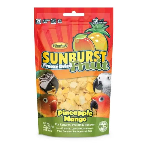 Higgins Sunburst Freeze-Dried Pineapple Mango .5 oz Bird Treat Natural Parrots