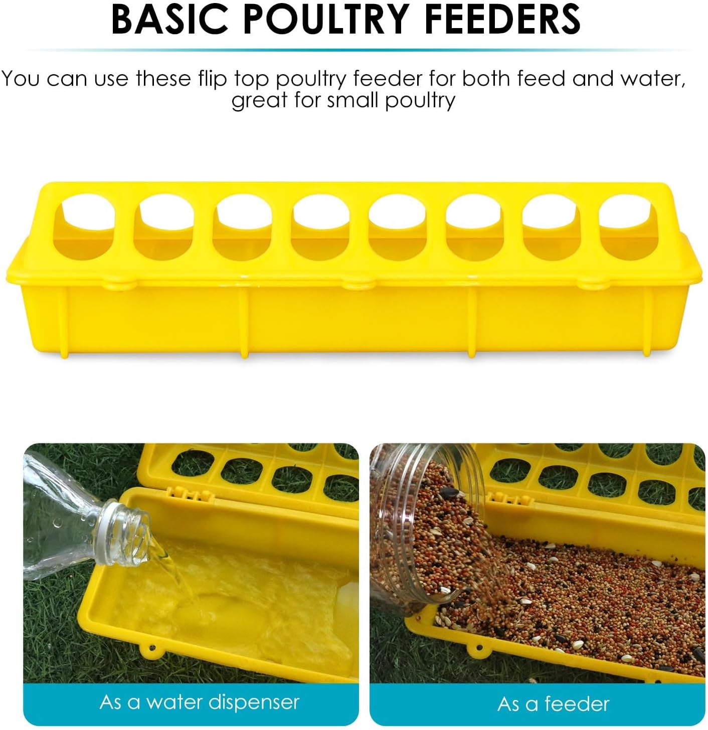 Little Giant 20" Flip-Top Chick & Poultry Feeder Yellow Snap-Lock Spill Yellow 2PCK