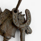 Antique Key Set with Ring, Cast Iron Set of 3 Shelf Display