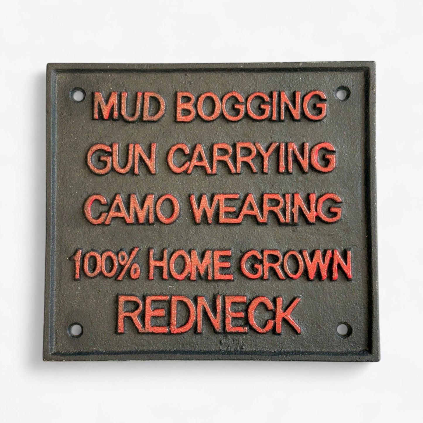 Redneck Pride Cast Iron Wall Sign, Black and Gold Porch Decor