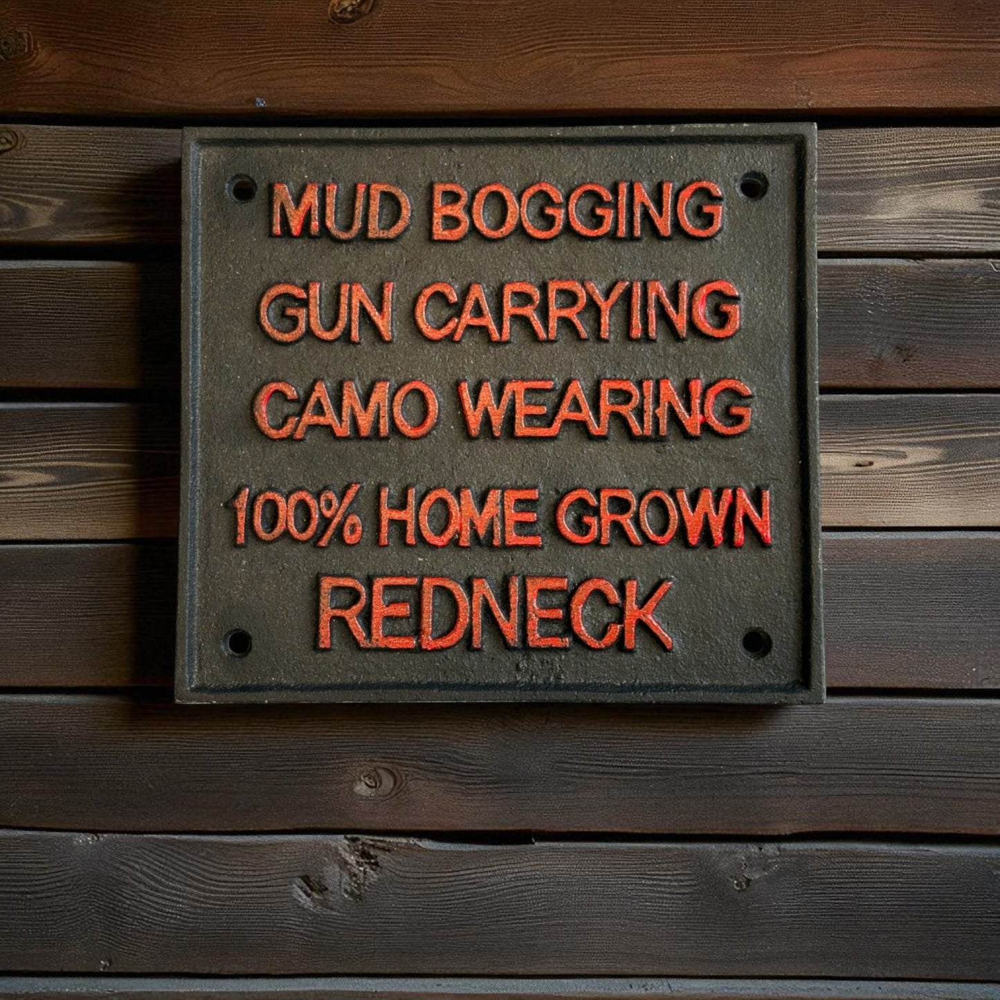 Redneck Pride Cast Iron Wall Sign, Black and Gold Porch Decor