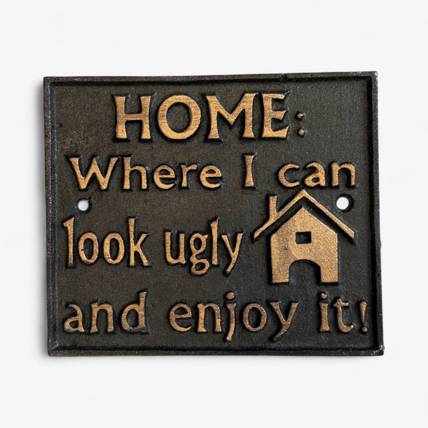 Home Quote Cast Iron Wall Sign, Black and Gold Kitchen Decor