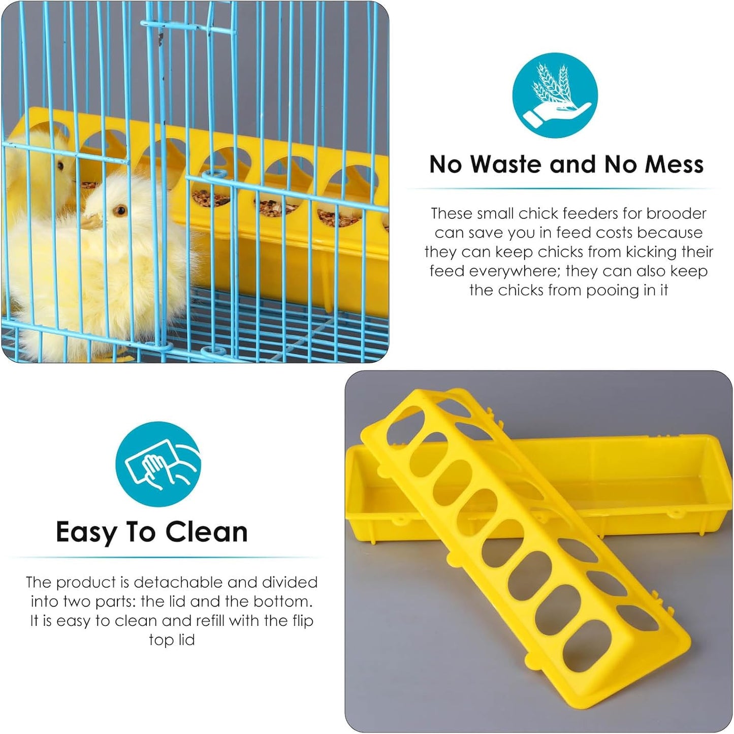 Little Giant 20" Flip-Top Chick & Poultry Feeder Yellow Snap-Lock Spill Yellow 2PCK