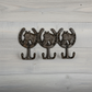 Horse Head 3-Hook Wall Rack, Cast Iron for Coats, Keys or Leashes