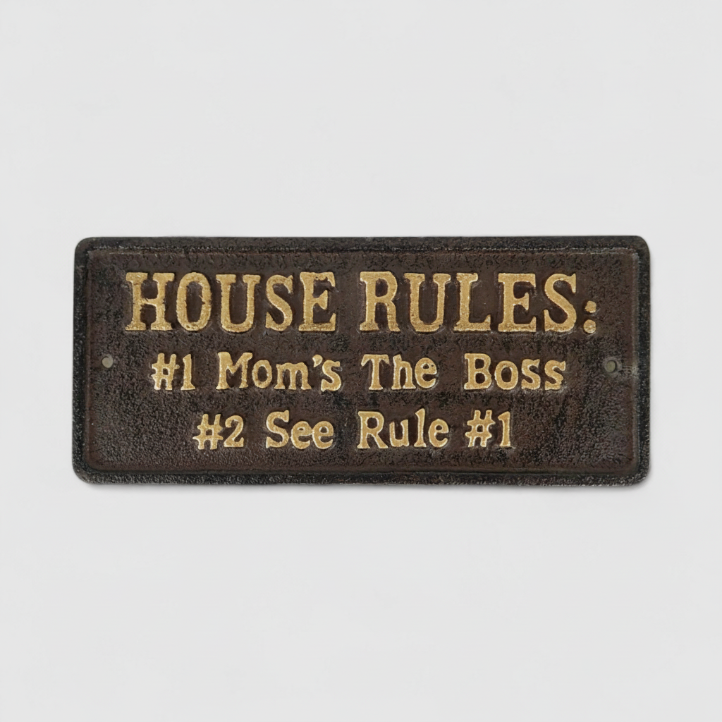 "House Rules" Cast Iron Wall Plaque for Kitchen or Hall