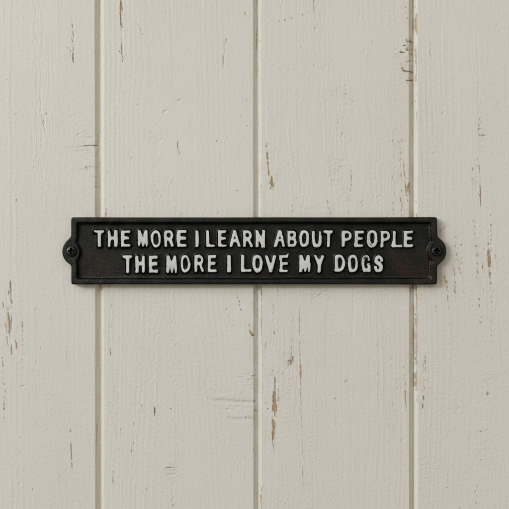 "The More I Learn About People" Cast Iron Dog Lover Wall Plaque
