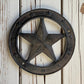 Star Badge Wall Plaque, Cast Iron Western Barn Star Decor