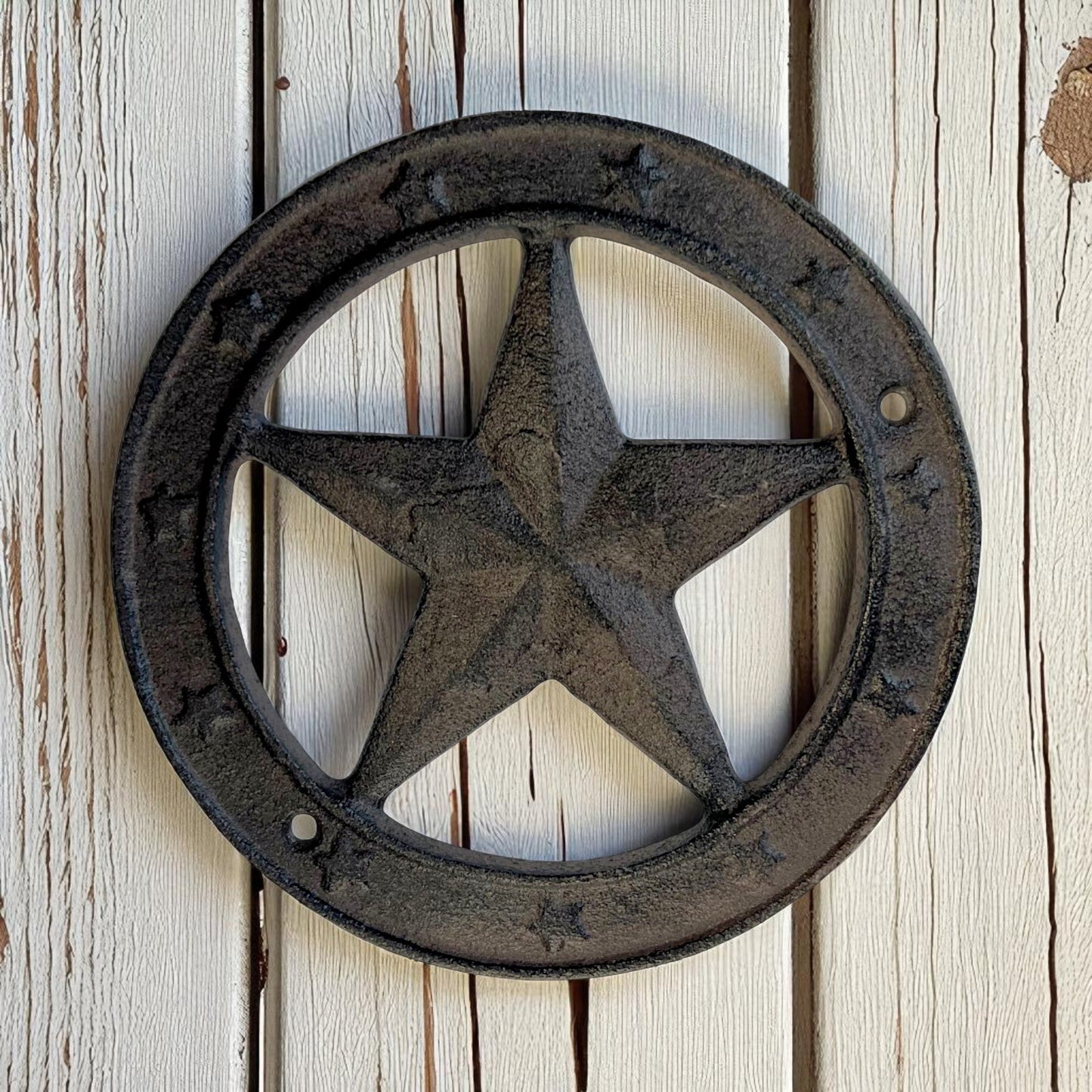 Star Badge Wall Plaque, Cast Iron Western Barn Star Decor