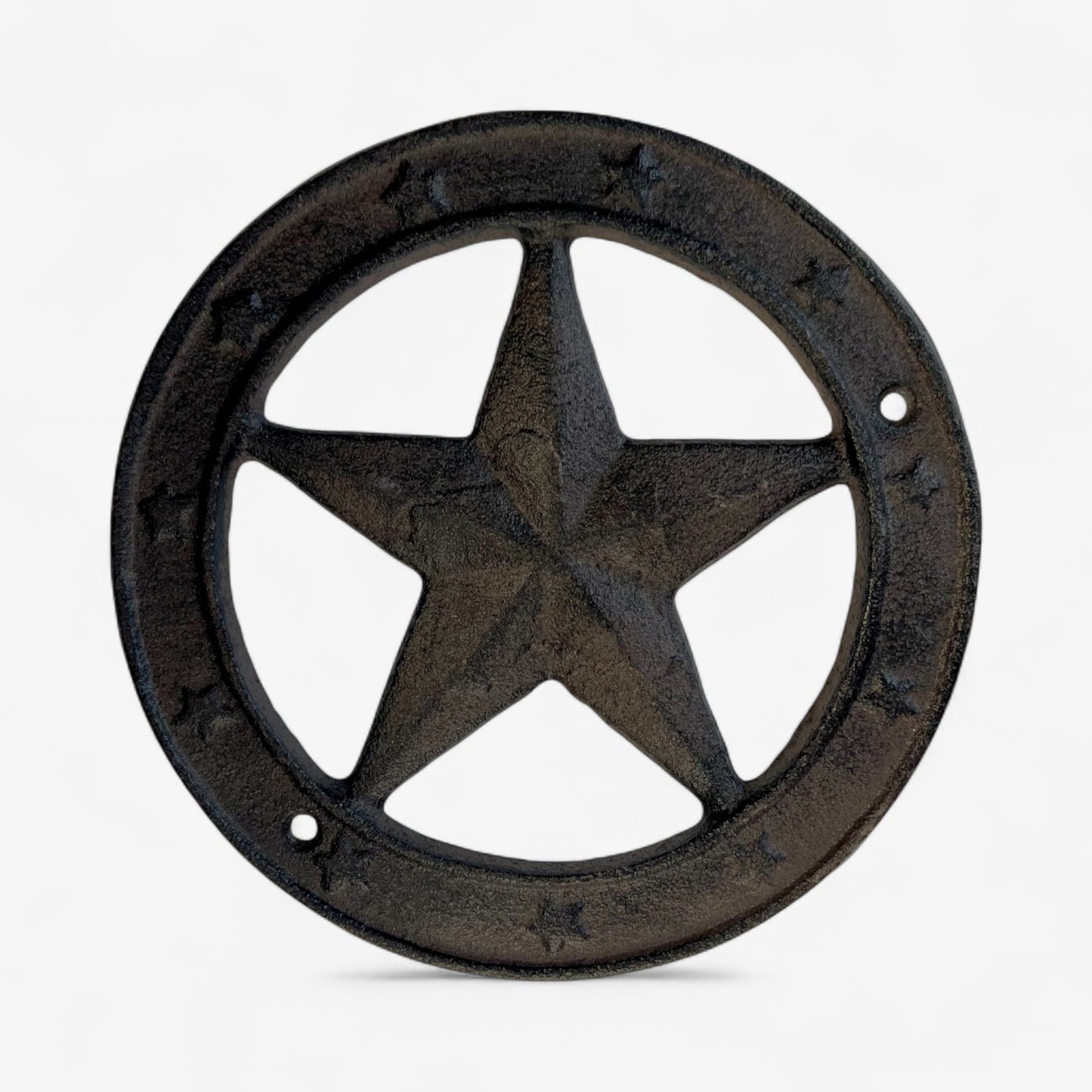 Star Badge Wall Plaque, Cast Iron Western Barn Star Decor