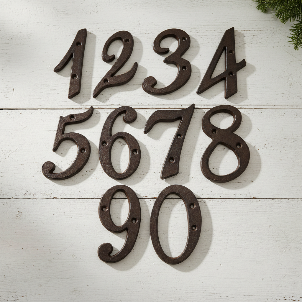 House Address Numbers, 4-Inch Antique Cast Iron for Door or Mailbox