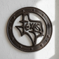Round Texas Wall Plaque, Cast Iron Lone Star Wall Decor