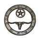 Longhorn and Star Plaque, Western Cast Iron Ranch Wall Decor