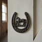 Horseshoe Welcome Sign with Horse, Cast Iron Western Wall Decor