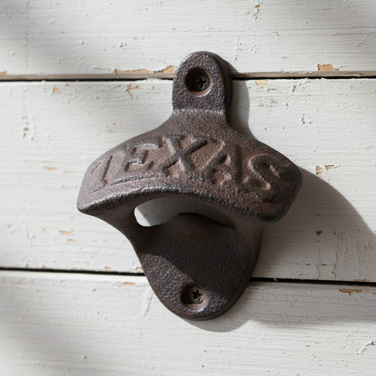 Texas Wall Mount Bottle Opener, Cast Iron Lone Star Bar Tool