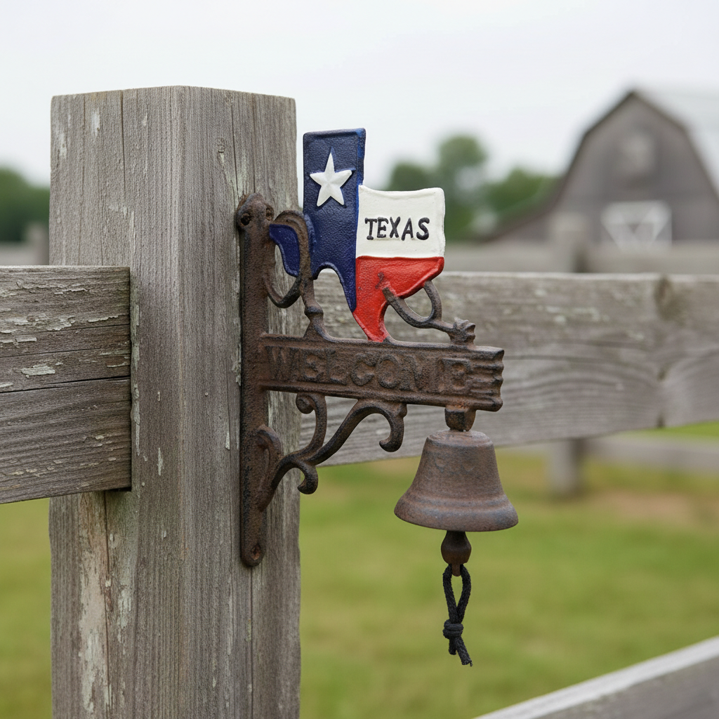 Texas Welcome Door Bell, Cast Iron State-Shaped Porch Chime