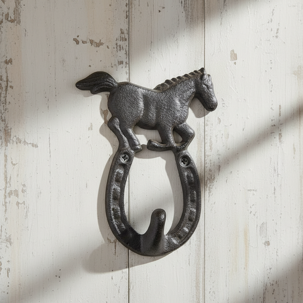 Horseshoe Wall Hook, Cast Iron for Coats, Hats or Leashes