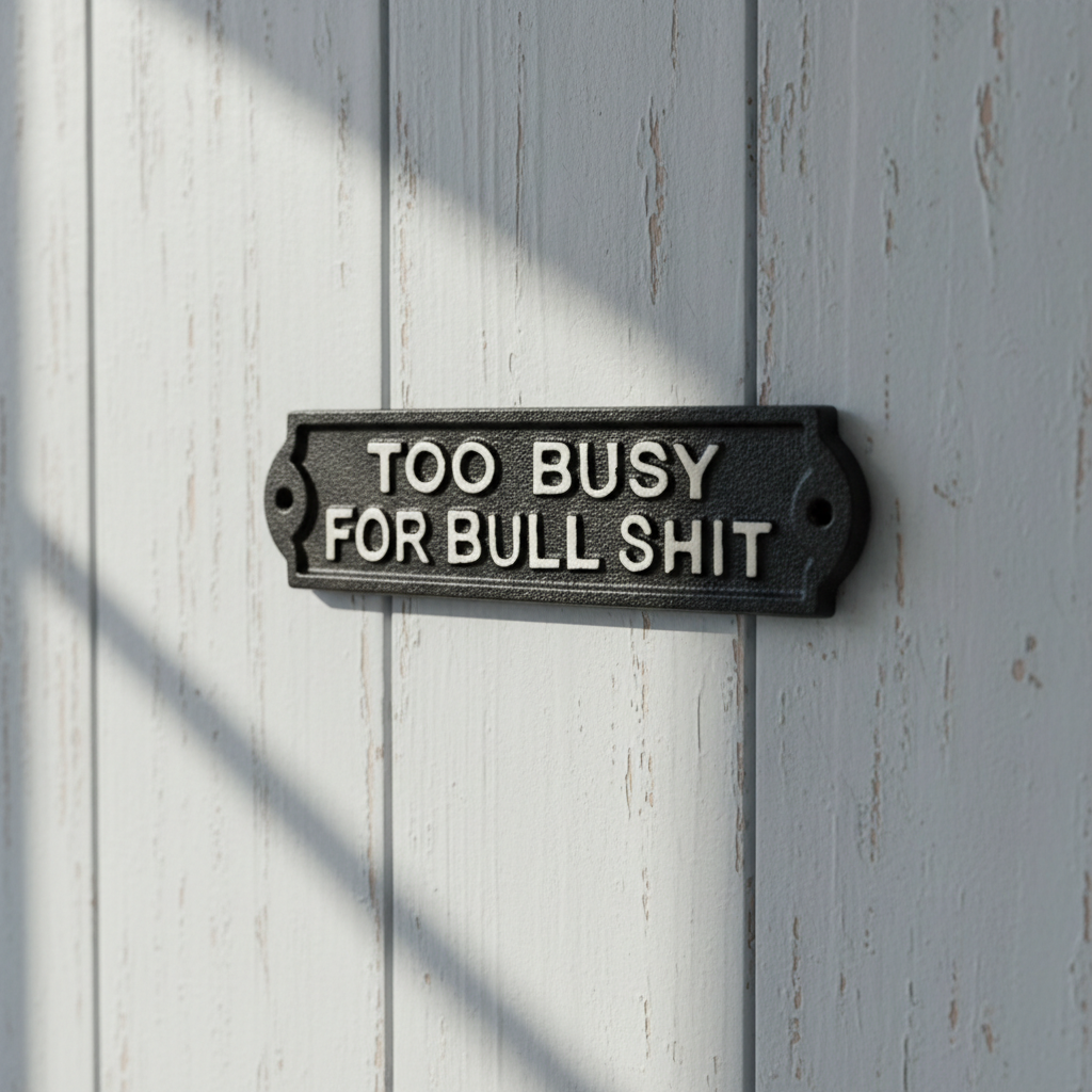 Too Busy for Bullshit Cast Iron Wall Plaque, Humorous Wall Decor